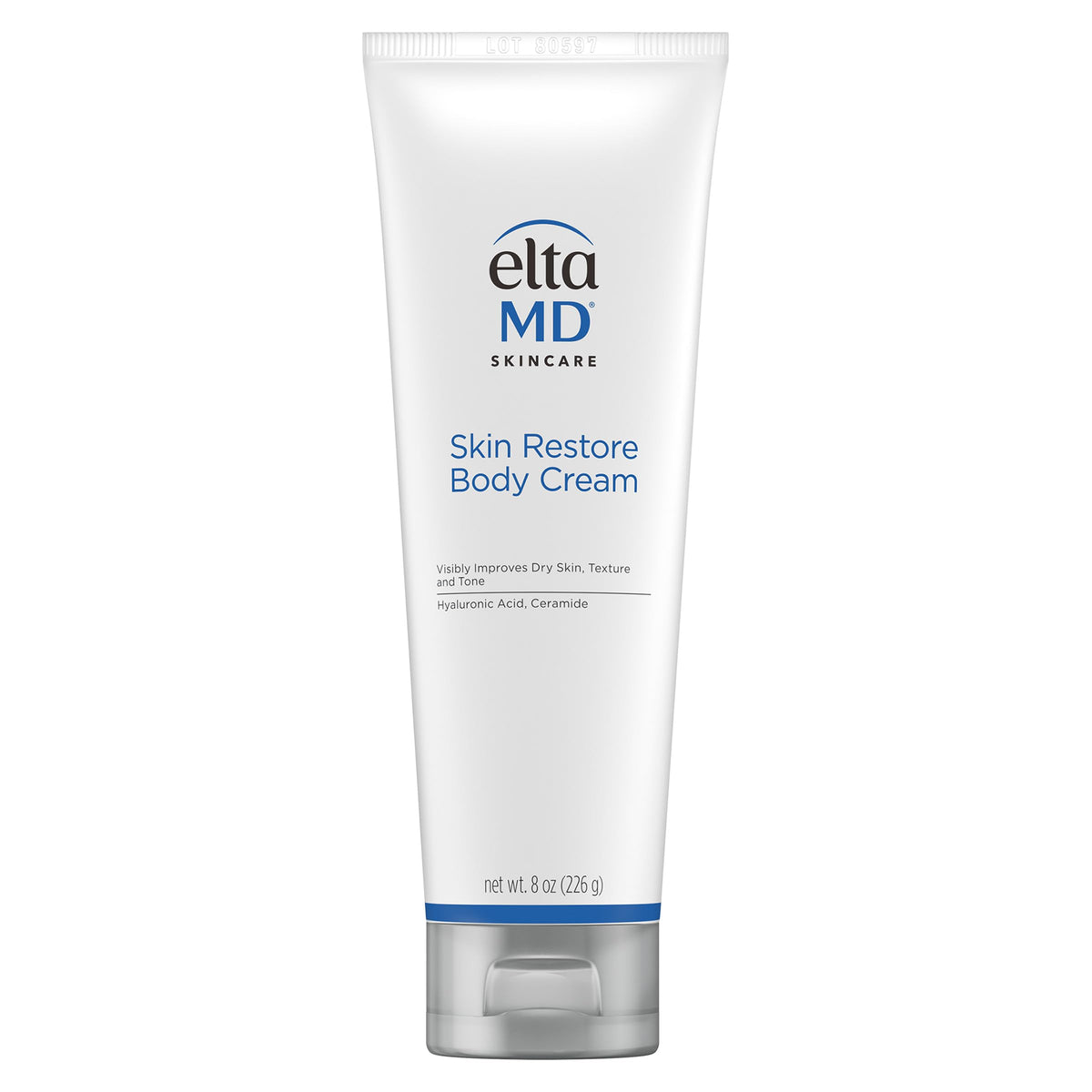 EltaMD Skin Restore Body Cream bottle showing fragrance-free hydration for dry skin