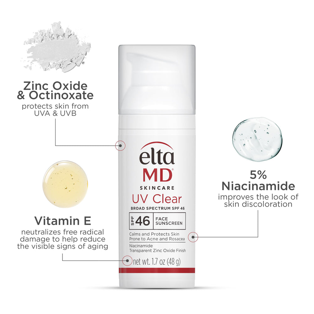 EltaMD UV Clear Niacinamide Hyaluronic Acid—calms redness and adds light hydration.