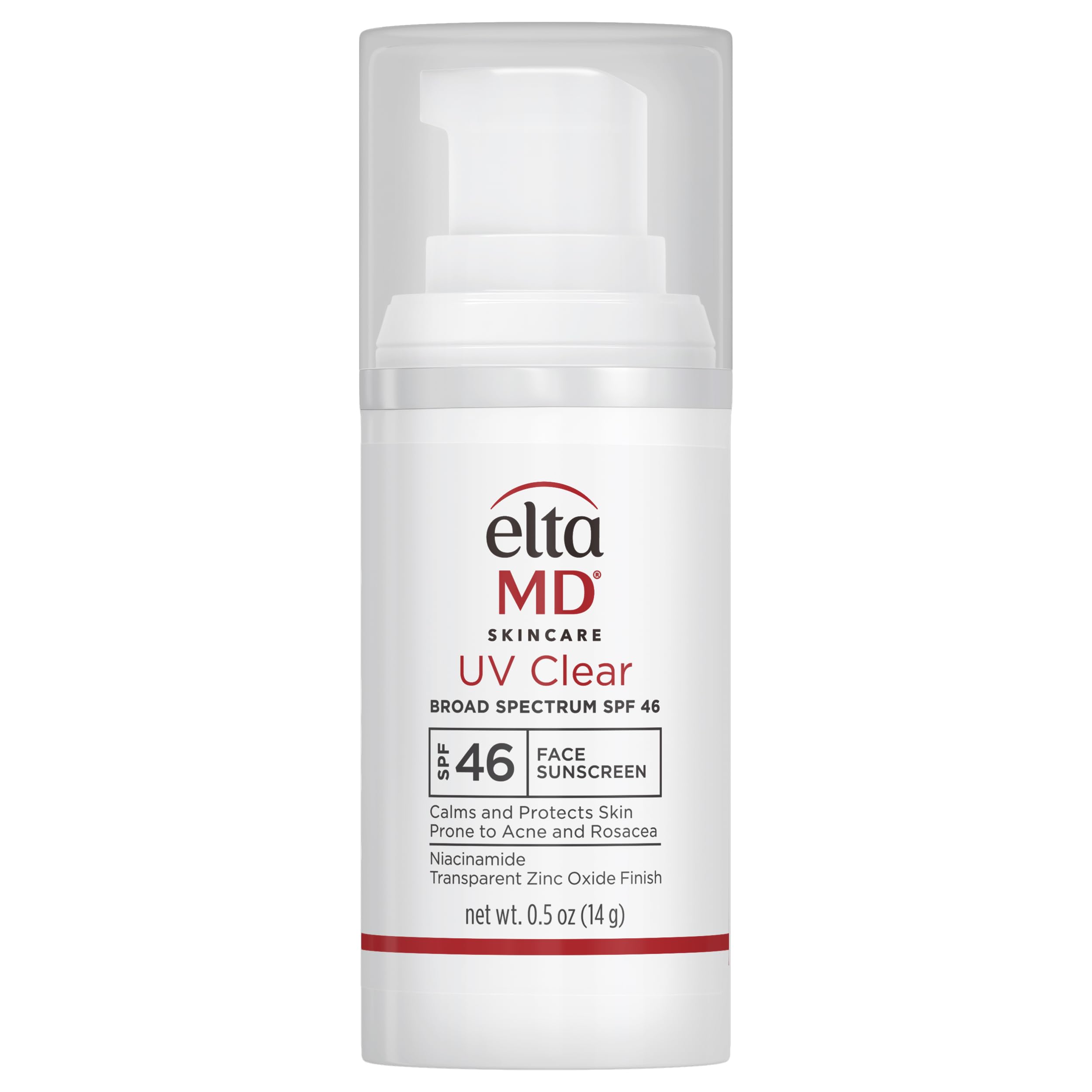 EltaMD UV Clear sunscreen pump 0.5oz—travel-ready, oil-free protection with no white cast.