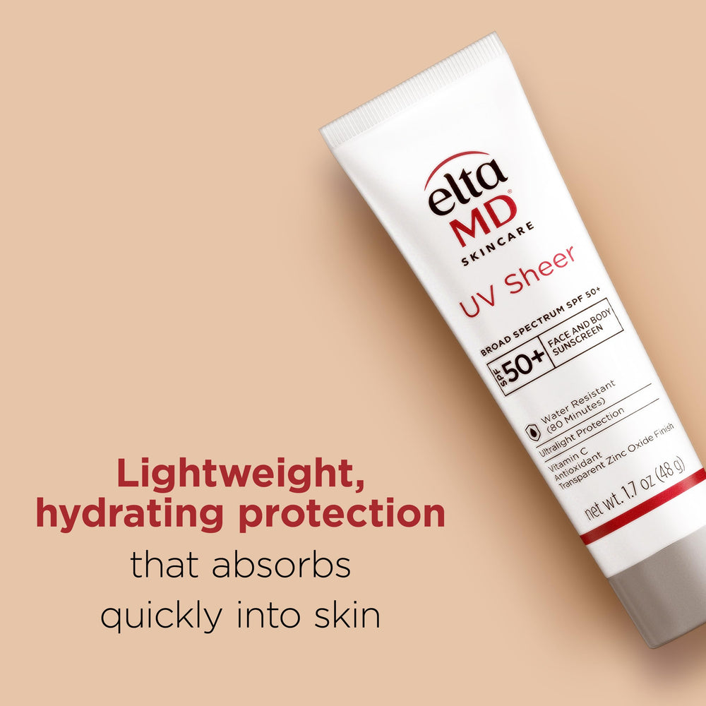 Applying EltaMD UV Sheer on skin demonstrates quick absorption and matte finish.