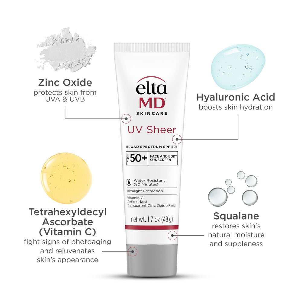 No white cast visible on skin with EltaMD UV Sheer sunscreen.