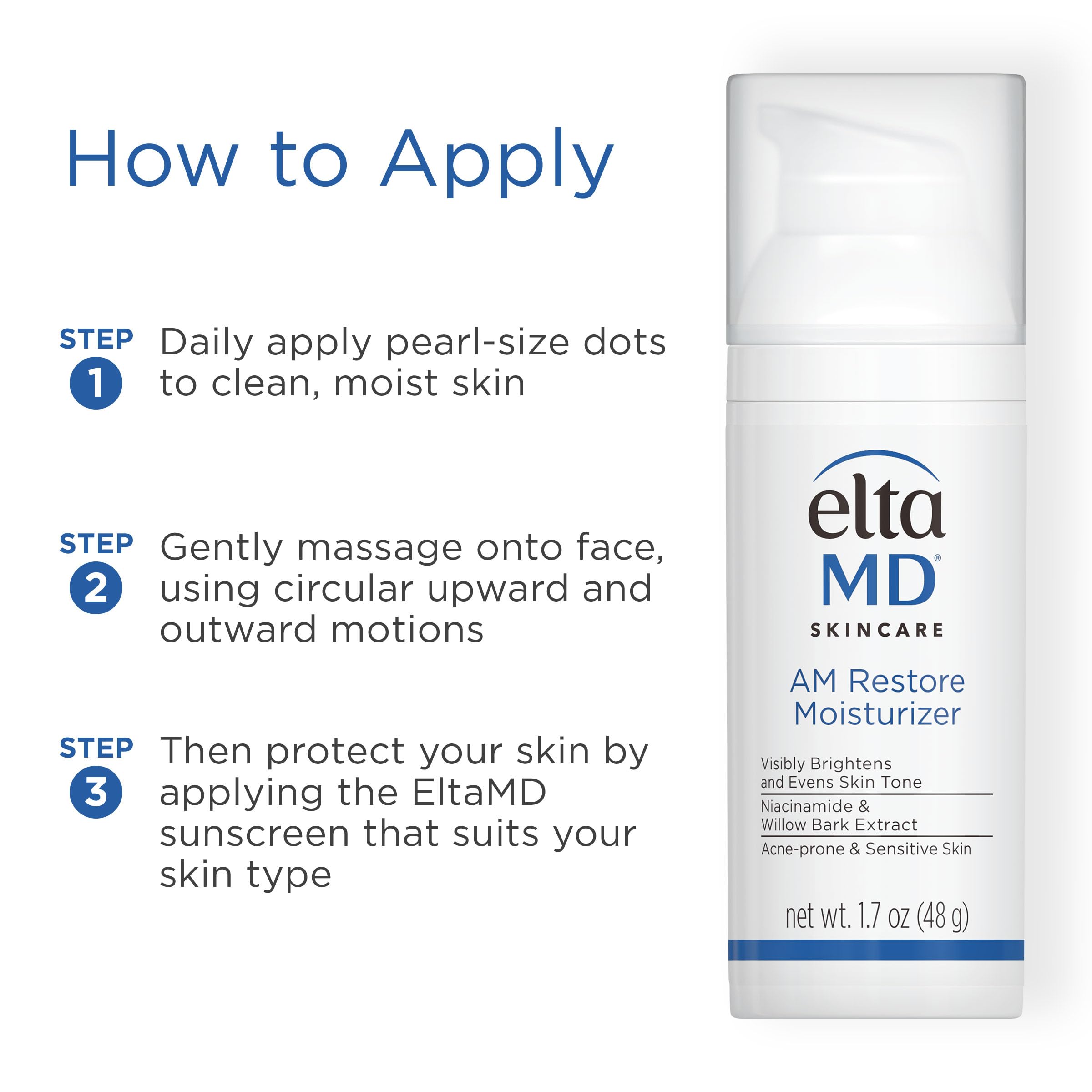 EltaMD AM Restore next to sunscreen in a morning routine