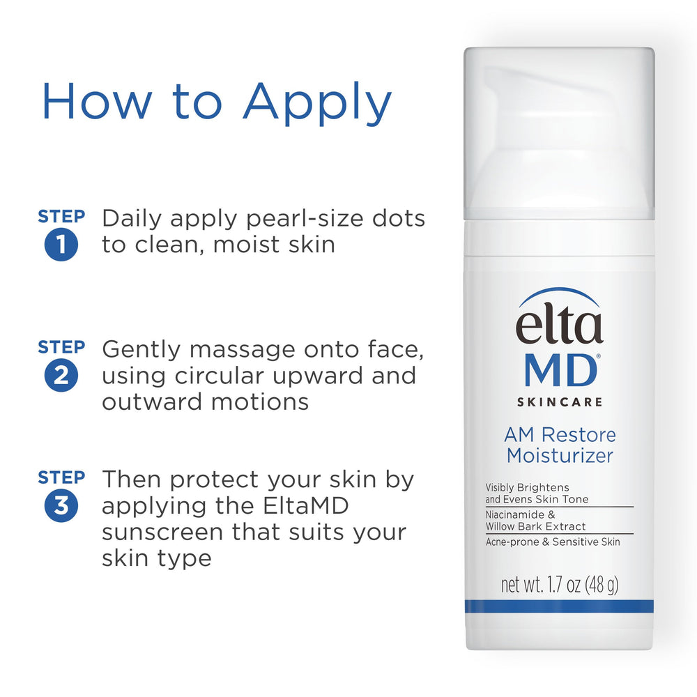 EltaMD AM Restore next to sunscreen in a morning routine