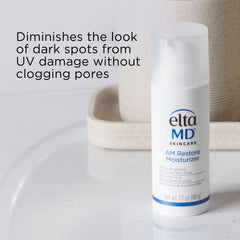 EltaMD AM Restore texture swirl highlights lightweight hydration for dry skin