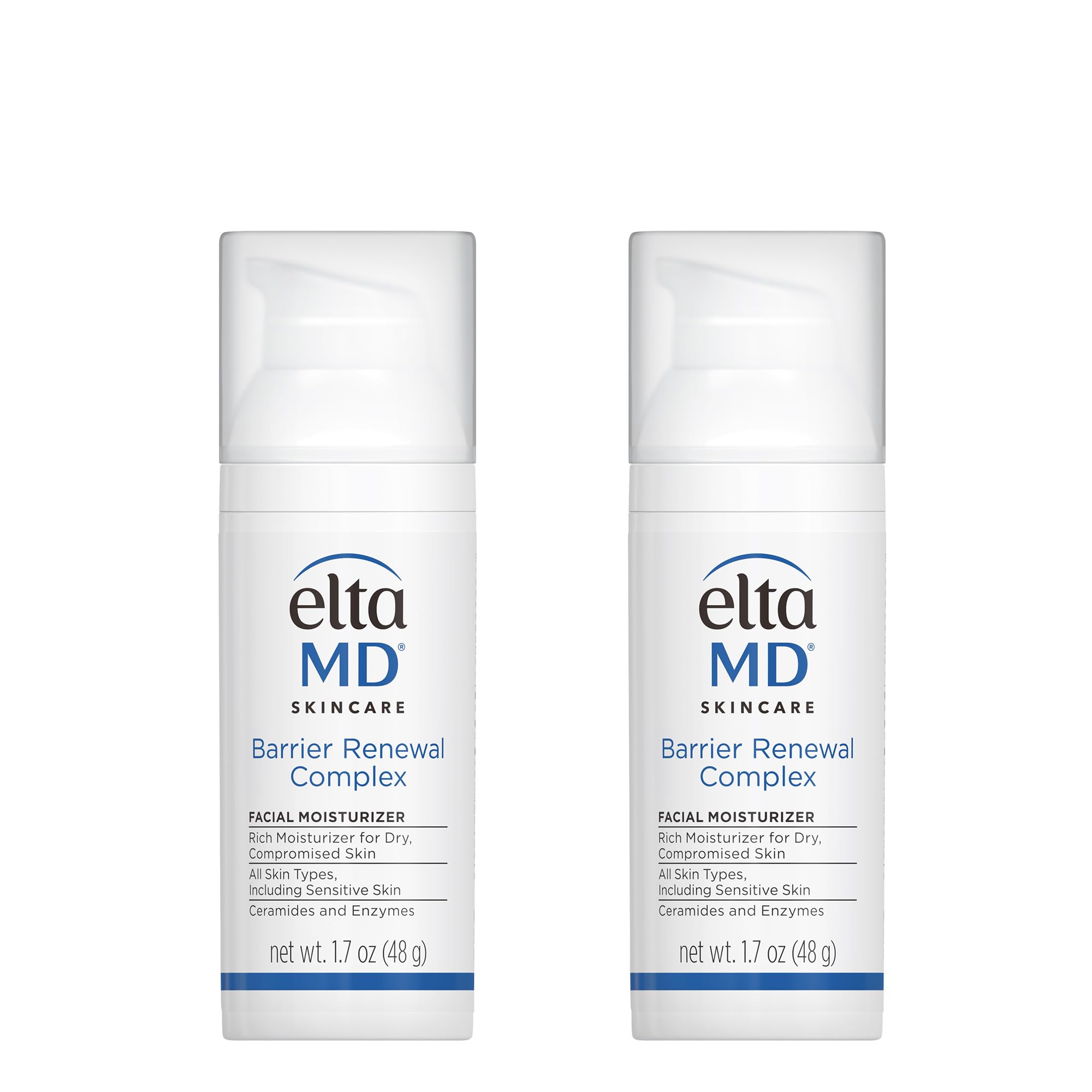 EltaMD Barrier Renewal Complex bottle with pump for fragrance-free daily hydration and barrier support.