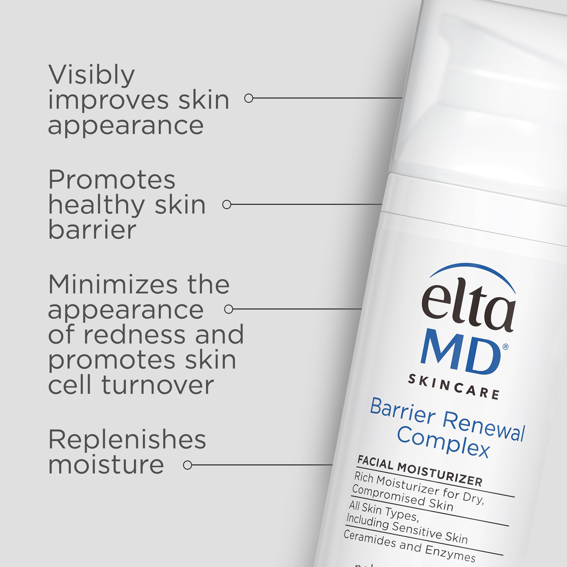 Closeup of barrier renewal cream texture showing a creamy, non-greasy finish for sensitive skin.