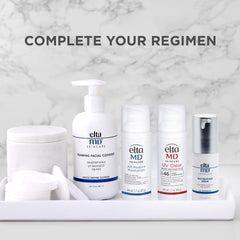 EltaMD Foaming Facial Cleanser in action removing makeup and oil.