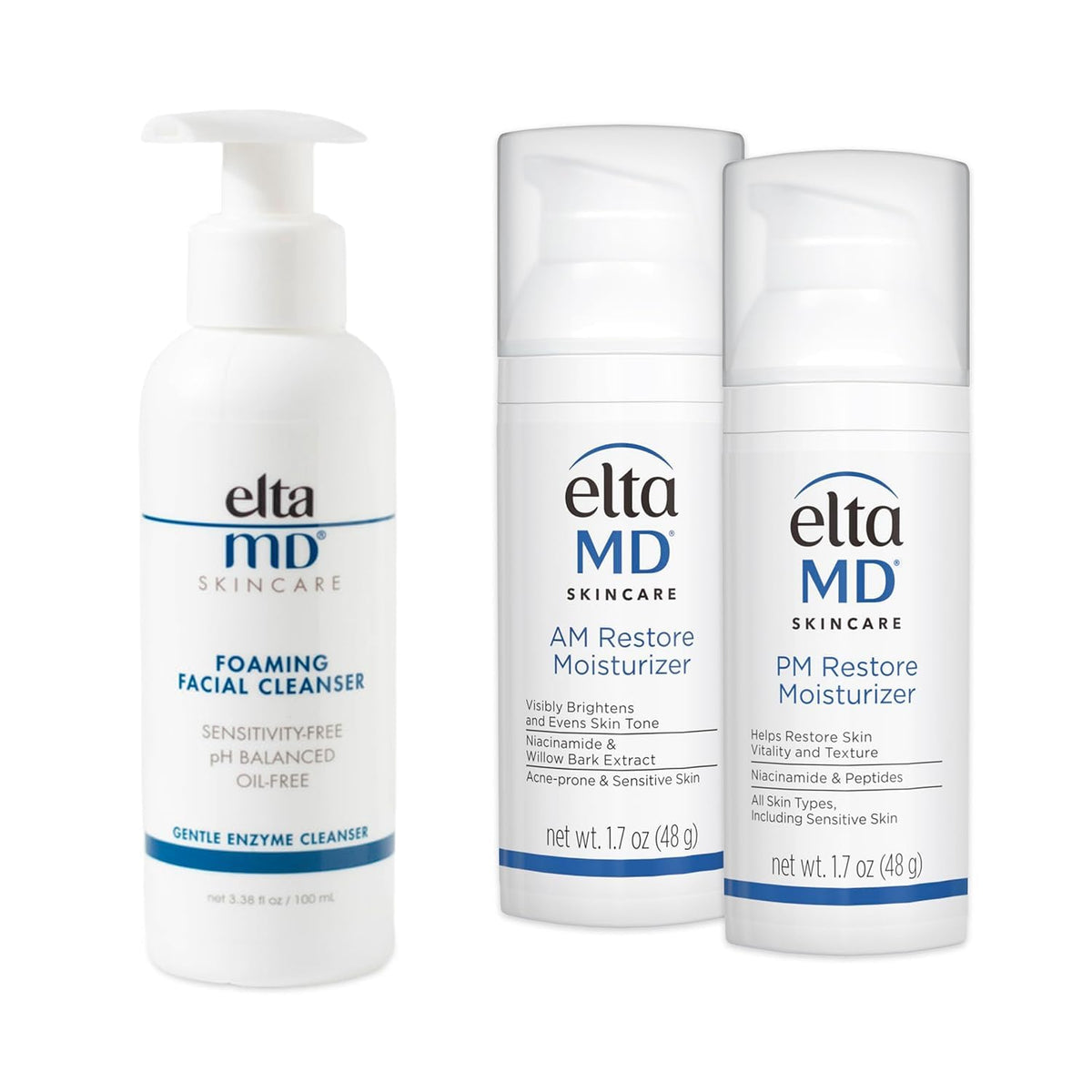 EltaMD foaming facial cleanser pour bottle for balanced, clean skin.