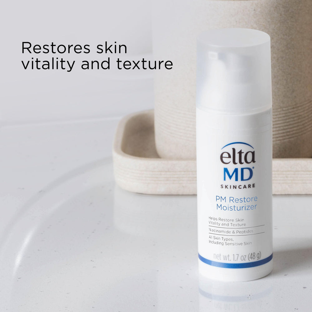 Applying EltaMD PM Restore during nightly routine.