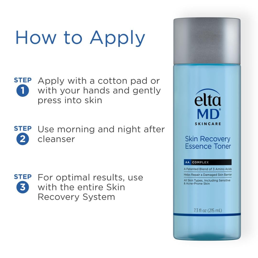 Applying EltaMD toner to sensitive skin during routine