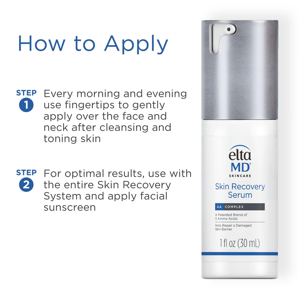 EltaMD Skin Recovery Face Serum hyaluronic-acid visual highlights deep hydration for daily skin health.