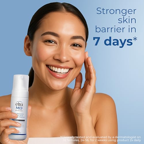 Hydration-boosting cleanse illustration shows EltaMD Skin Recovery leaving skin moisturized.