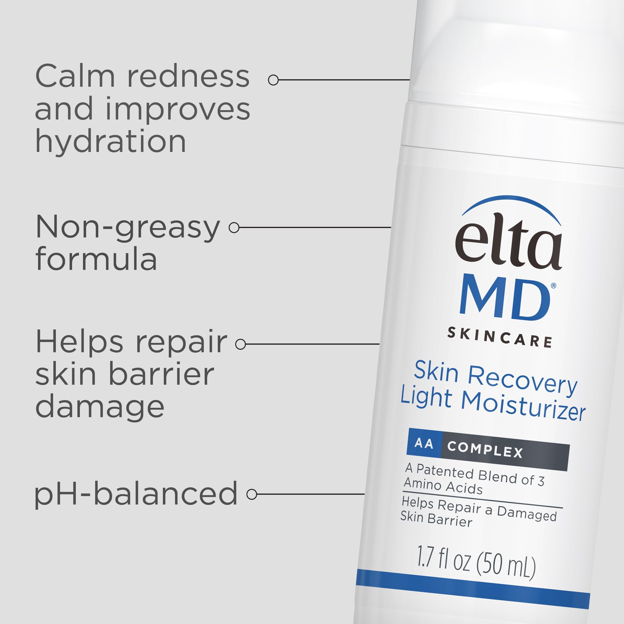 EltaMD Skin Recovery Light application during morning routine for lasting hydration.
