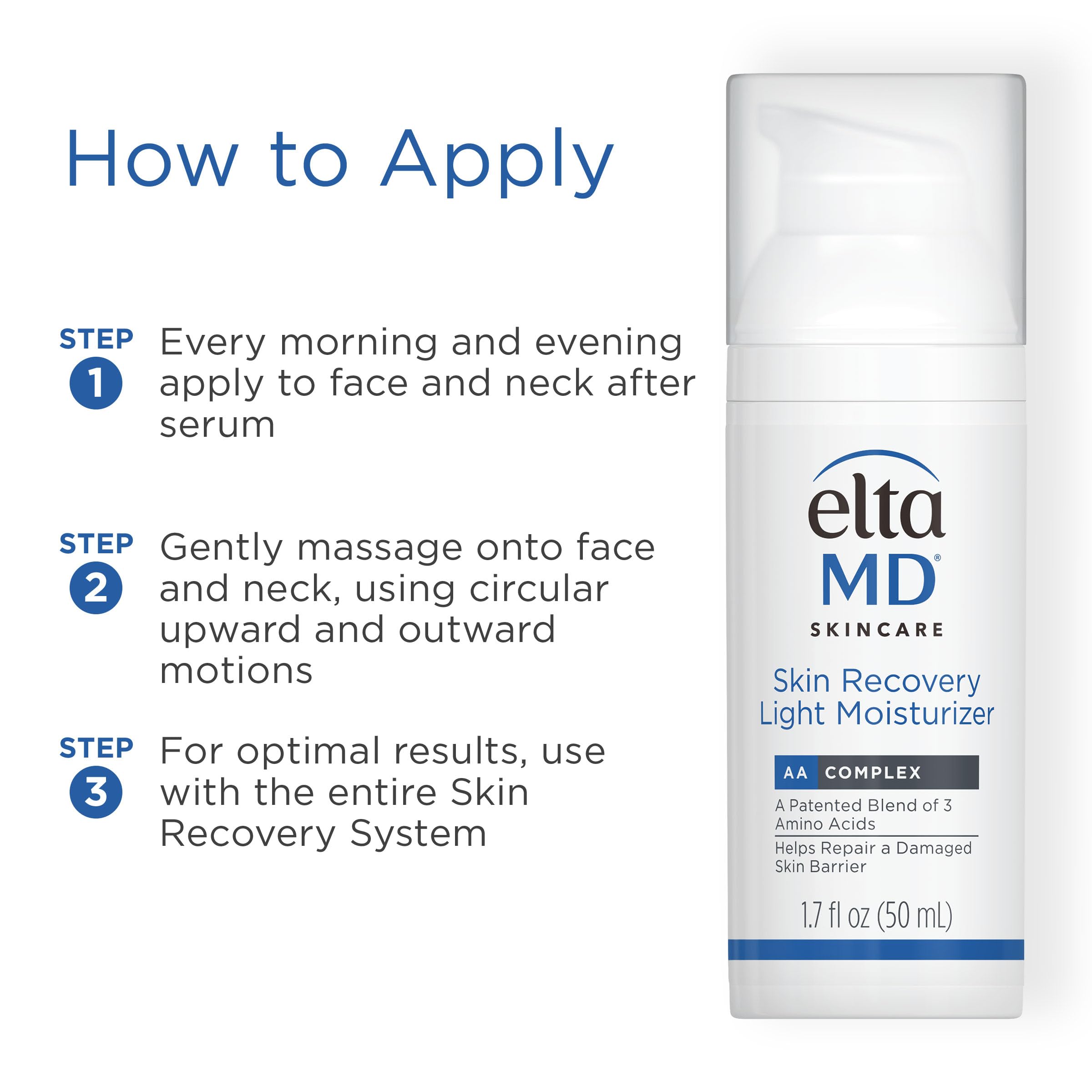 EltaMD Skin Recovery Light texture emphasizing barrier nourishment with hydrating ingredients.