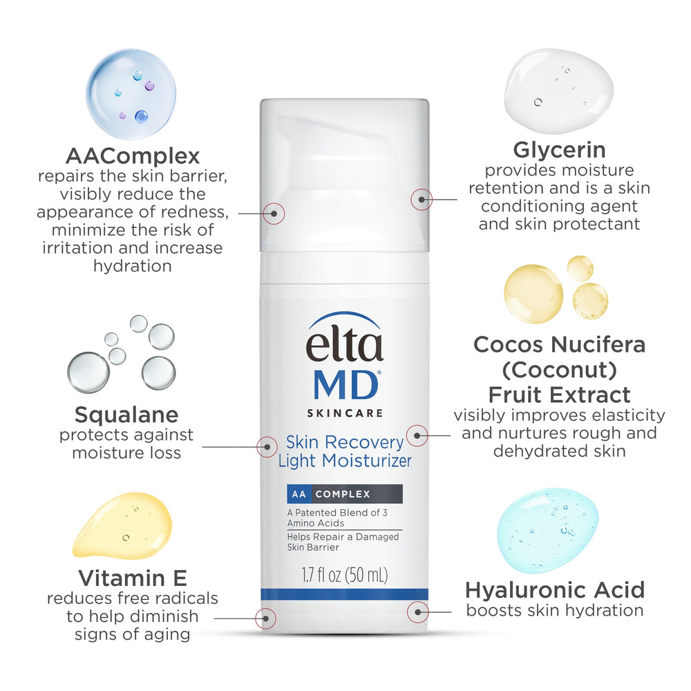 EltaMD Skin Recovery Light on dry skin for softer, more comfortable skin.