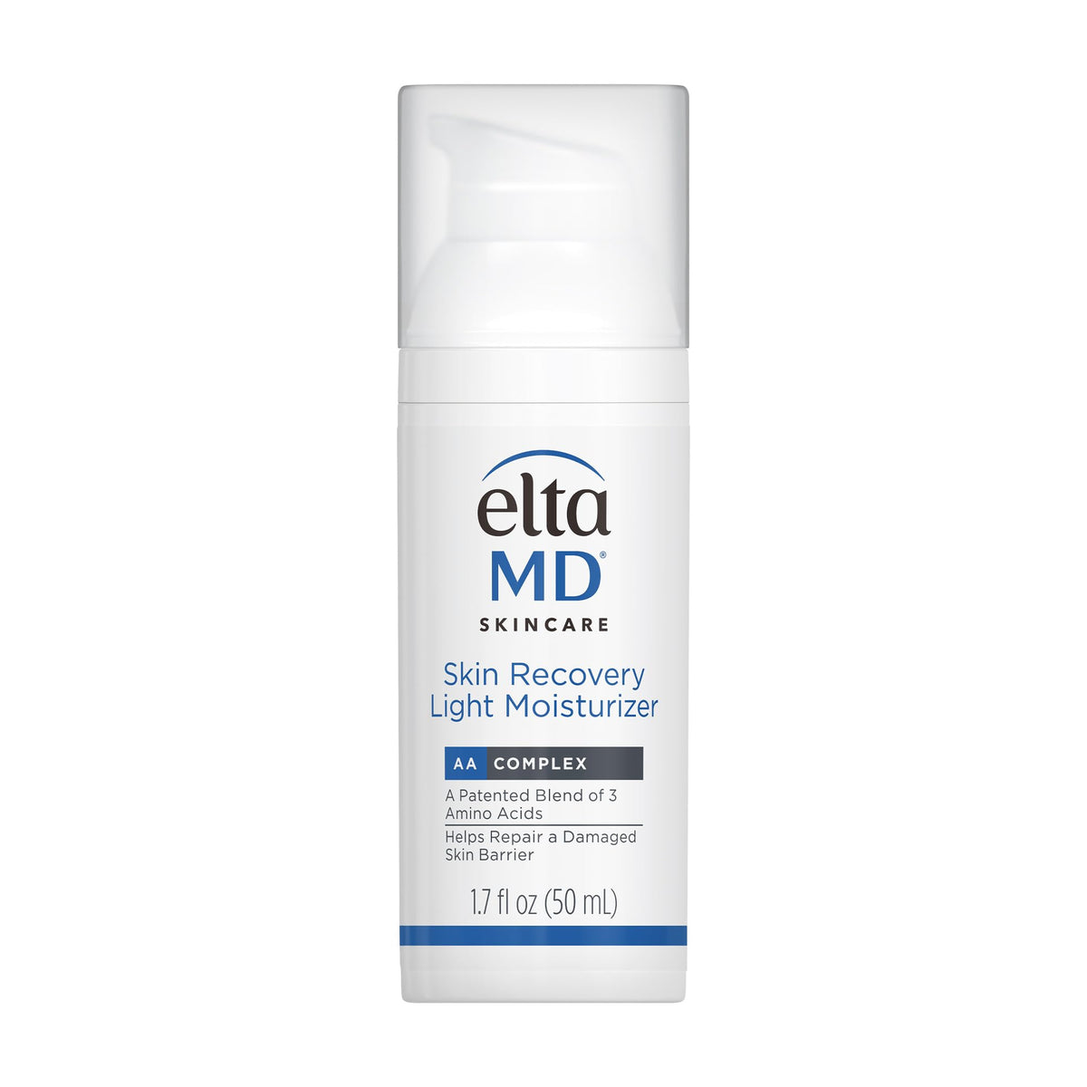 EltaMD Skin Recovery Light moisturizer pump front view for oil-free hydration.