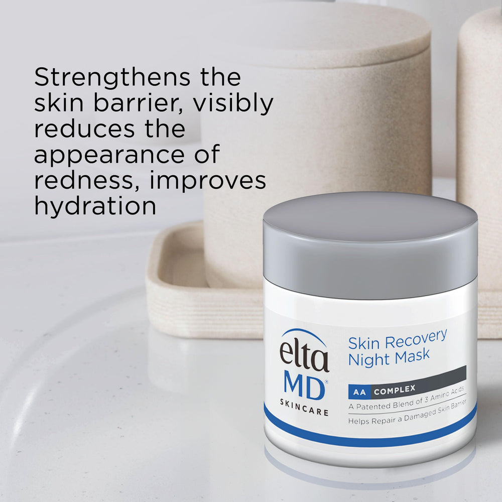 Niacinamide emphasis in EltaMD Skin Recovery Night Mask supporting skin texture.