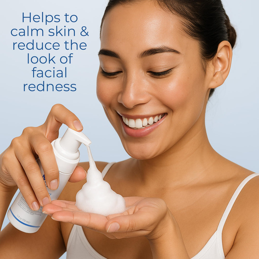 Sunscreen removal demonstrated by EltaMD cleanser for clean skin after sun exposure.