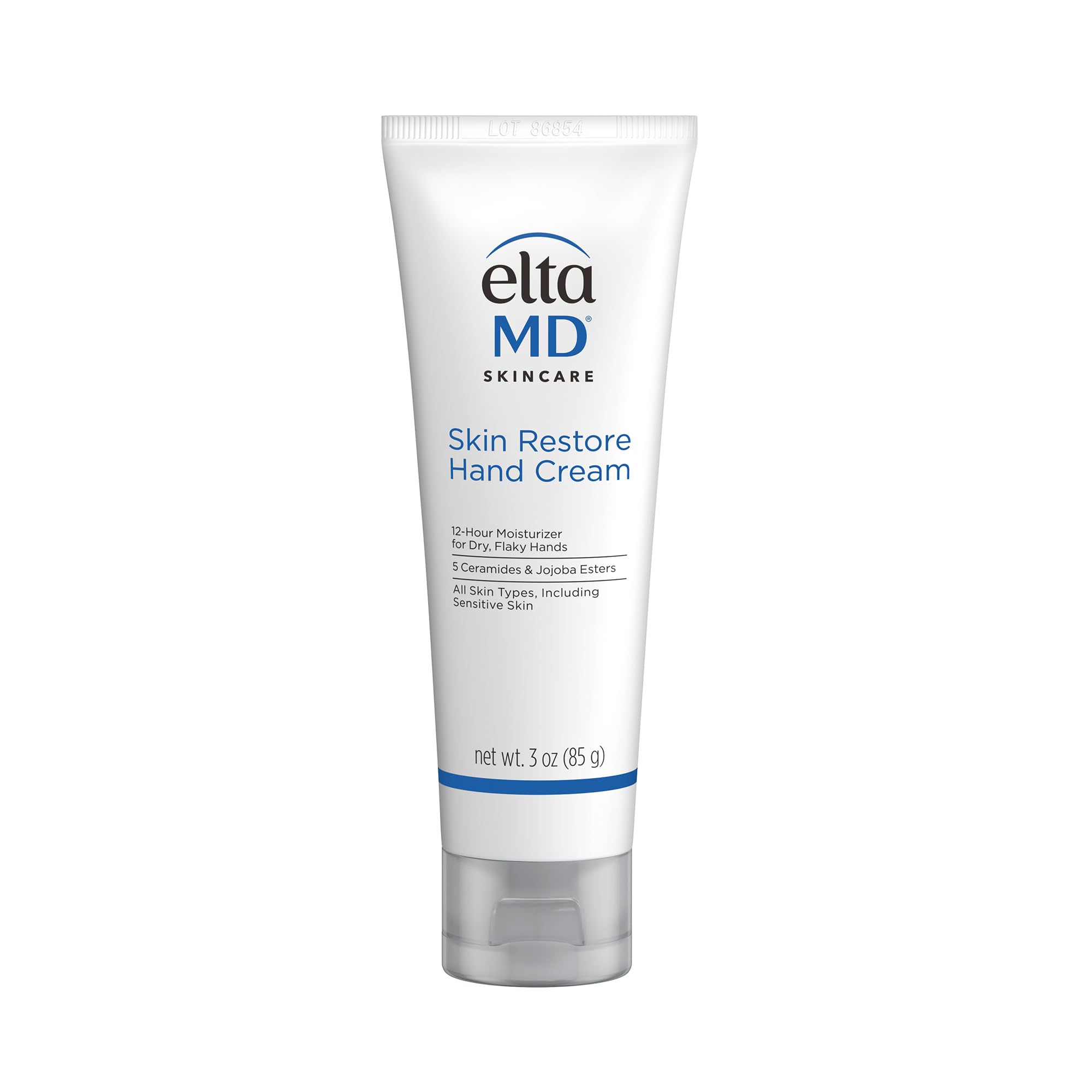 EltaMD Skin Restore Hand Cream in a closed jar delivers long-lasting hydration for dry hands.