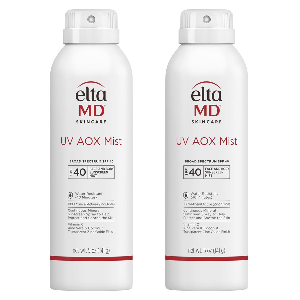 EltaMD UV AOX Mist spray bottle offers quick SPF 40 protection for face and body.