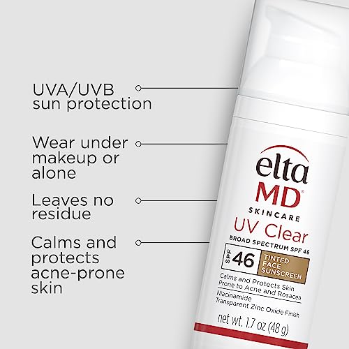 EltaMD UV Clear tinted sunscreen pump shows portable oil-free protection