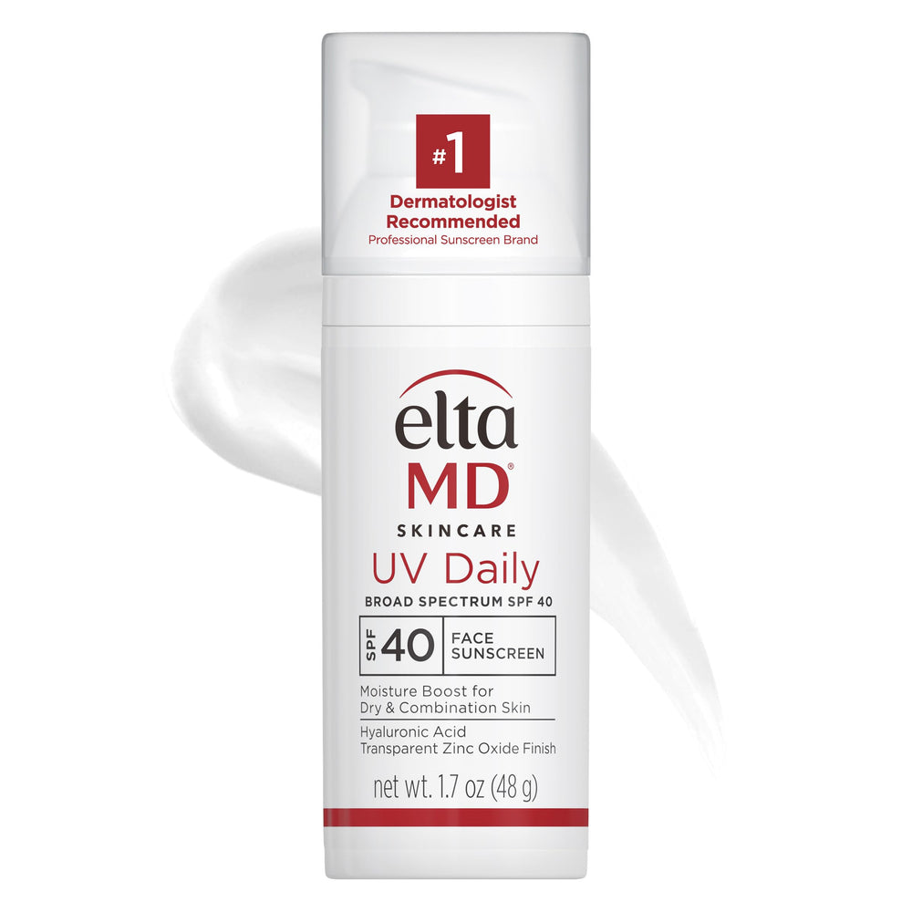 EltaMD UV Daily SPF 40 front bottle shows mineral sunscreen protection for dry skin