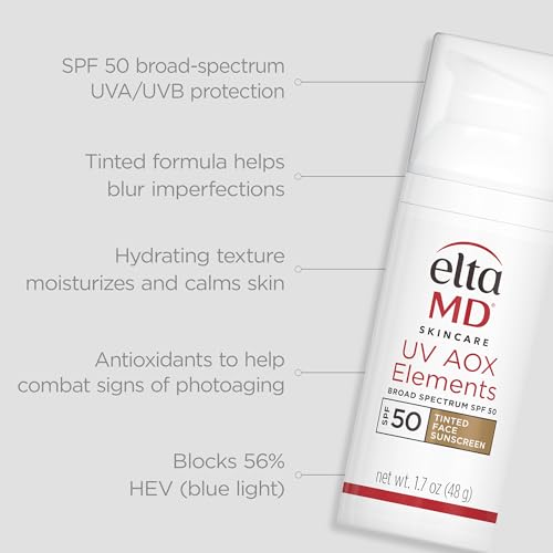 EltaMD UV Elements tinted moisturizer swatch showing universal tint for most skin tones.