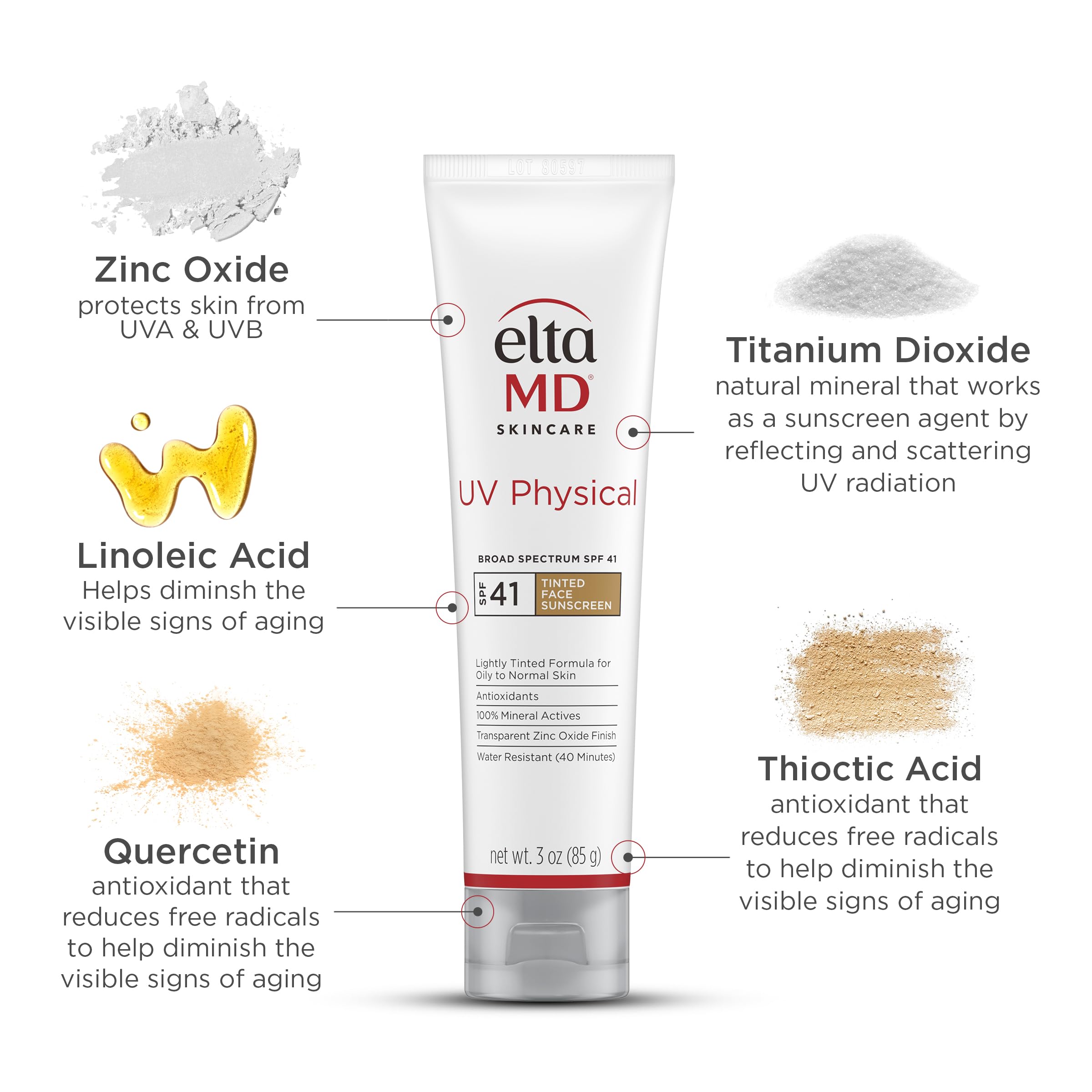 EltaMD tinted finish on skin provides a natural look with even tone