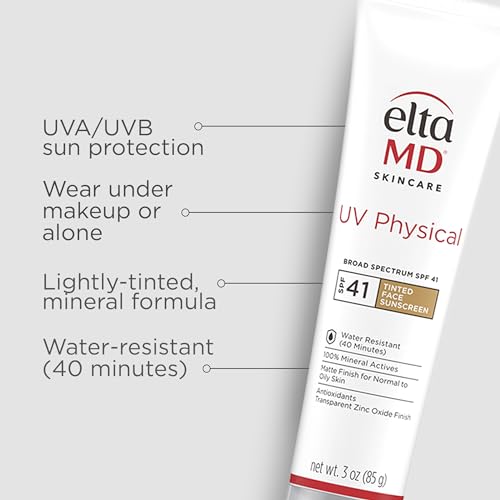 EltaMD tinted sunscreen texture on skin shows a matte finish and light tint