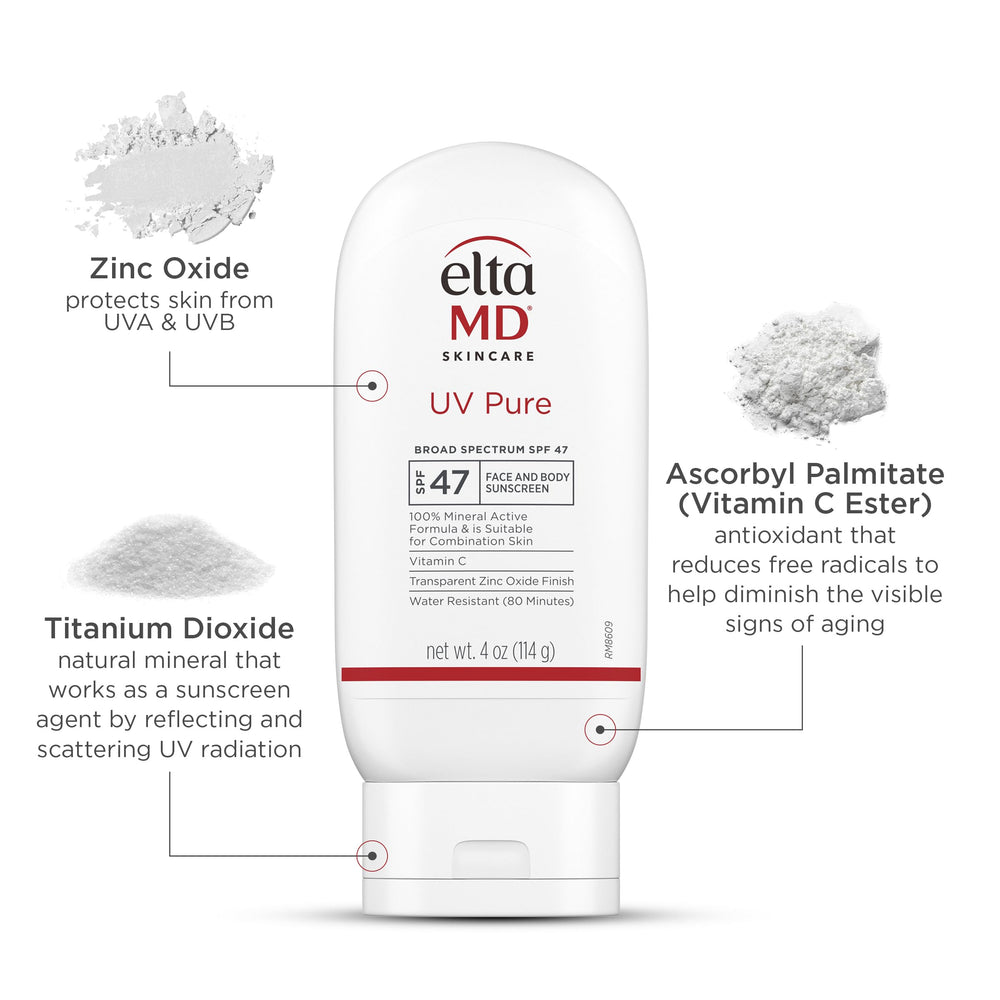 EltaMD UV Pure fragrance-free label underlines gentle, skin-friendly use.