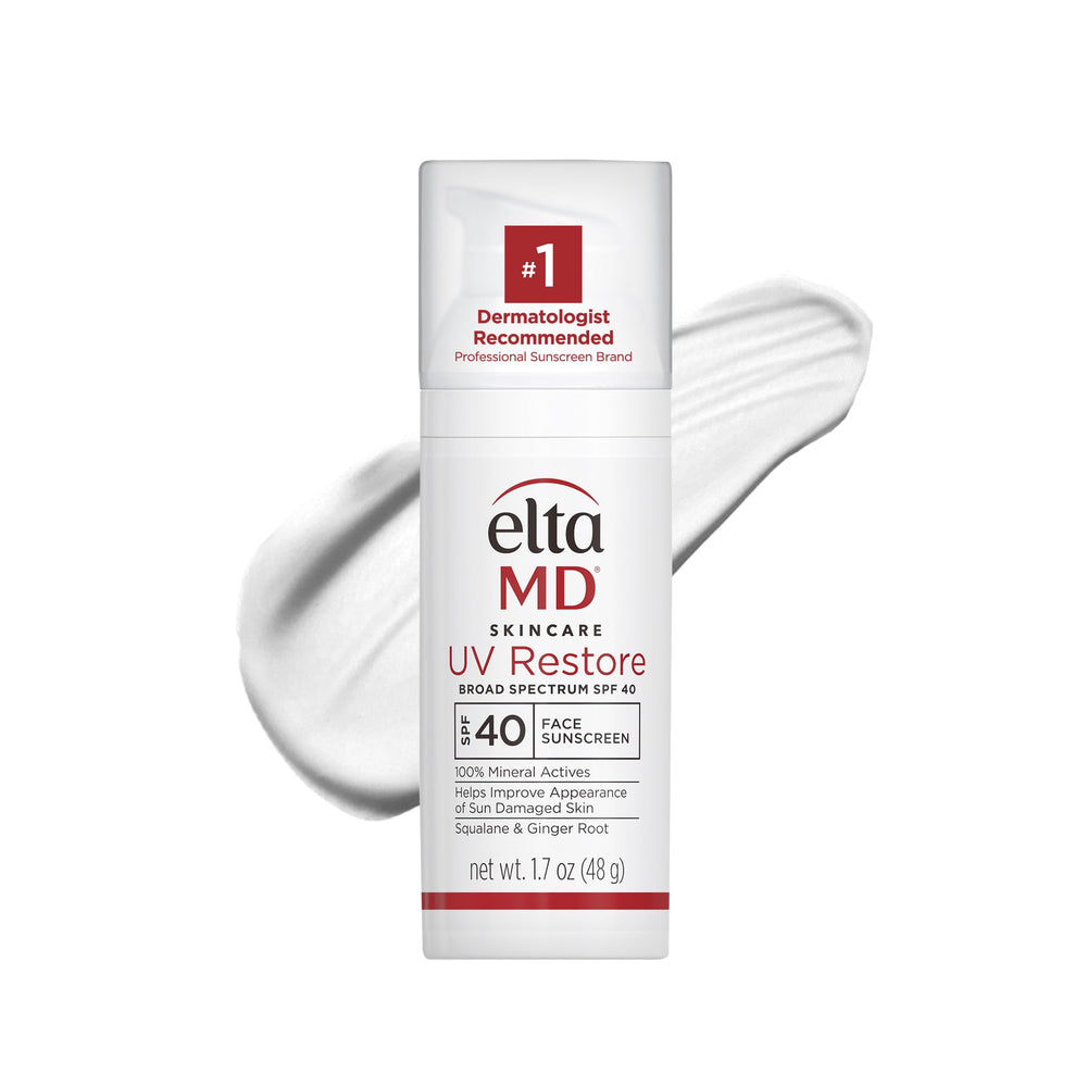 EltaMD UV Restore sunscreen bottle delivers mineral SPF 40 protection for daily use.