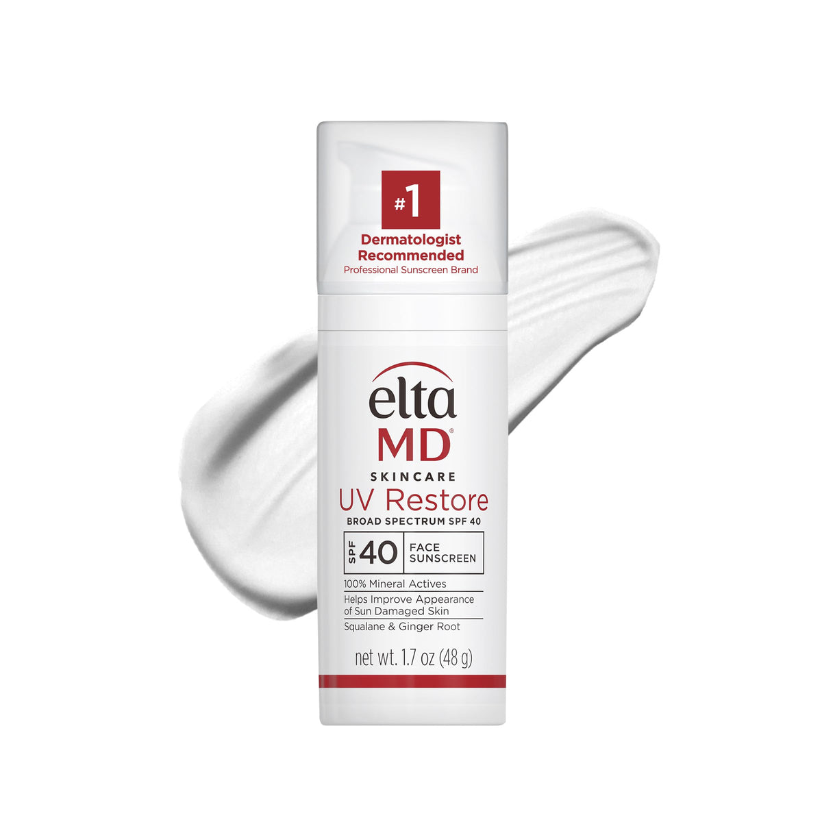 EltaMD UV Restore sunscreen bottle delivers mineral SPF 40 protection for daily use.