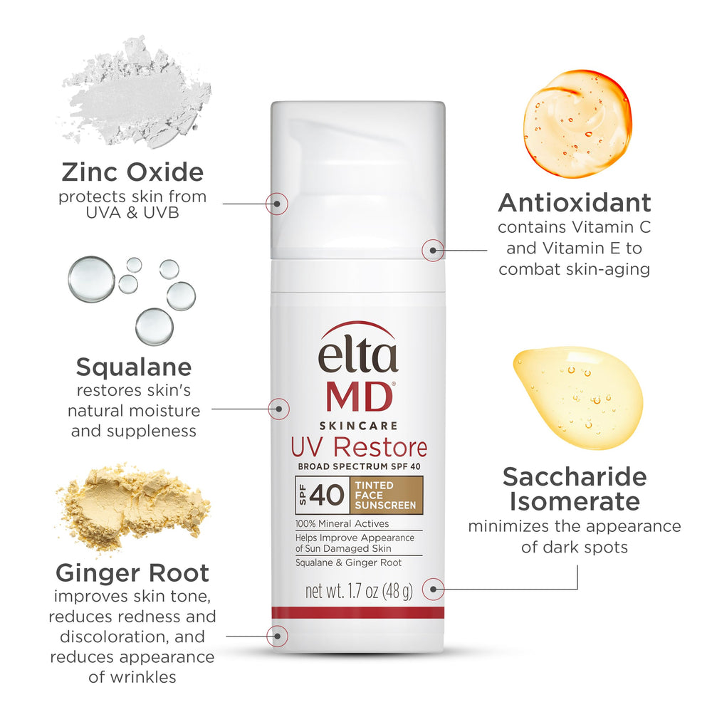EltaMD UV Restore tinted sunscreen with squalane for lightweight moisture.