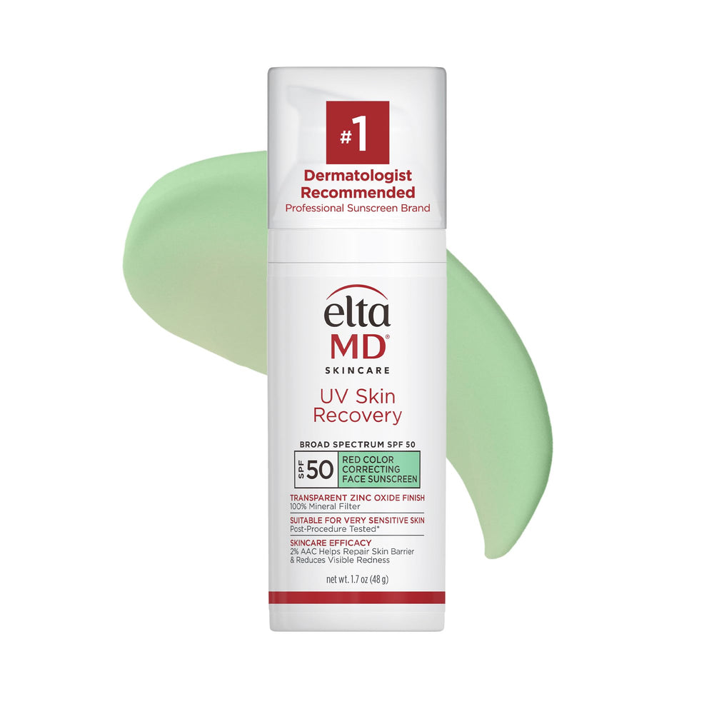 EltaMD UV Skin Recovery bottle with green tint for sensitive skin protection