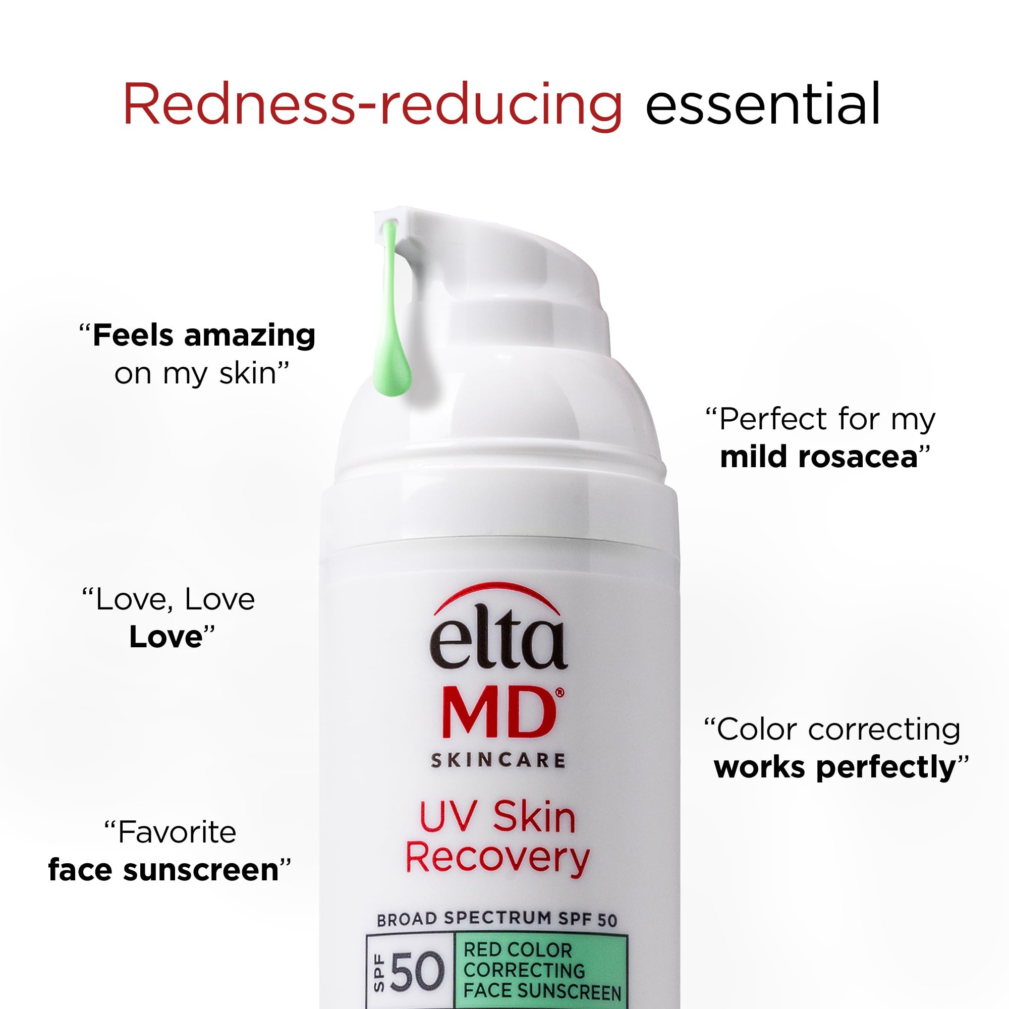 EltaMD green-tinted packaging signaling skin recovery and redness reduction potential