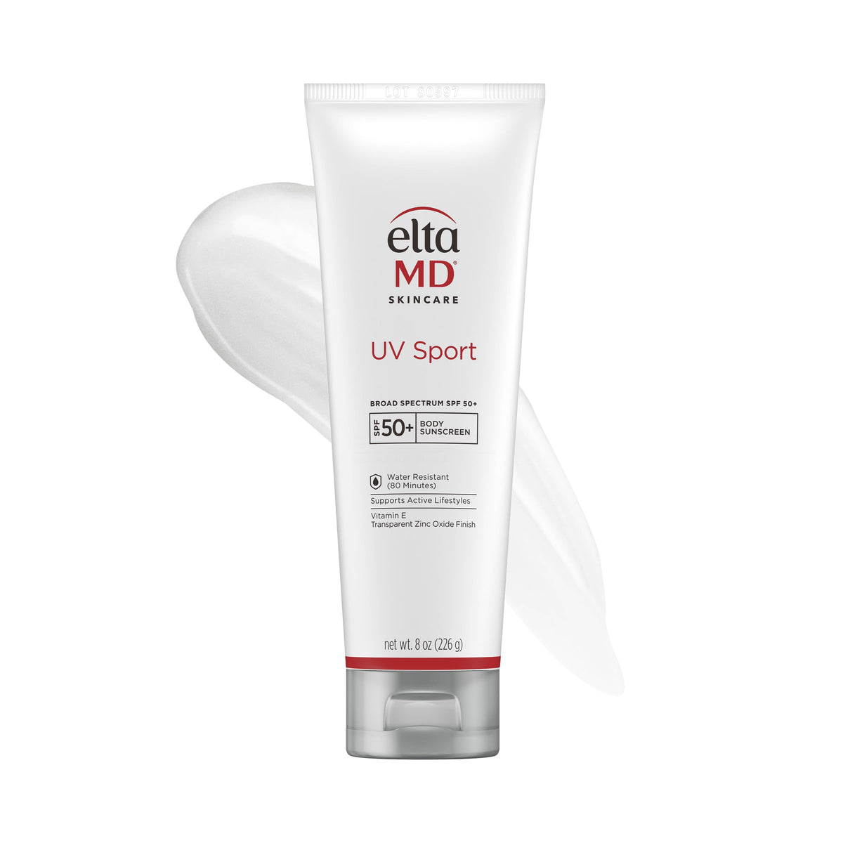 EltaMD UV Sport sunscreen lotion on forearm, ready for an outdoor run.