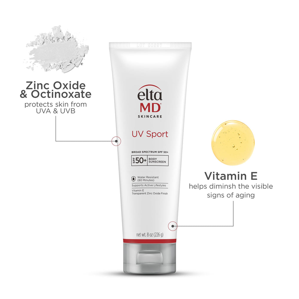 EltaMD UV Sport sunscreen lotion demonstrates water resistance during swimming.