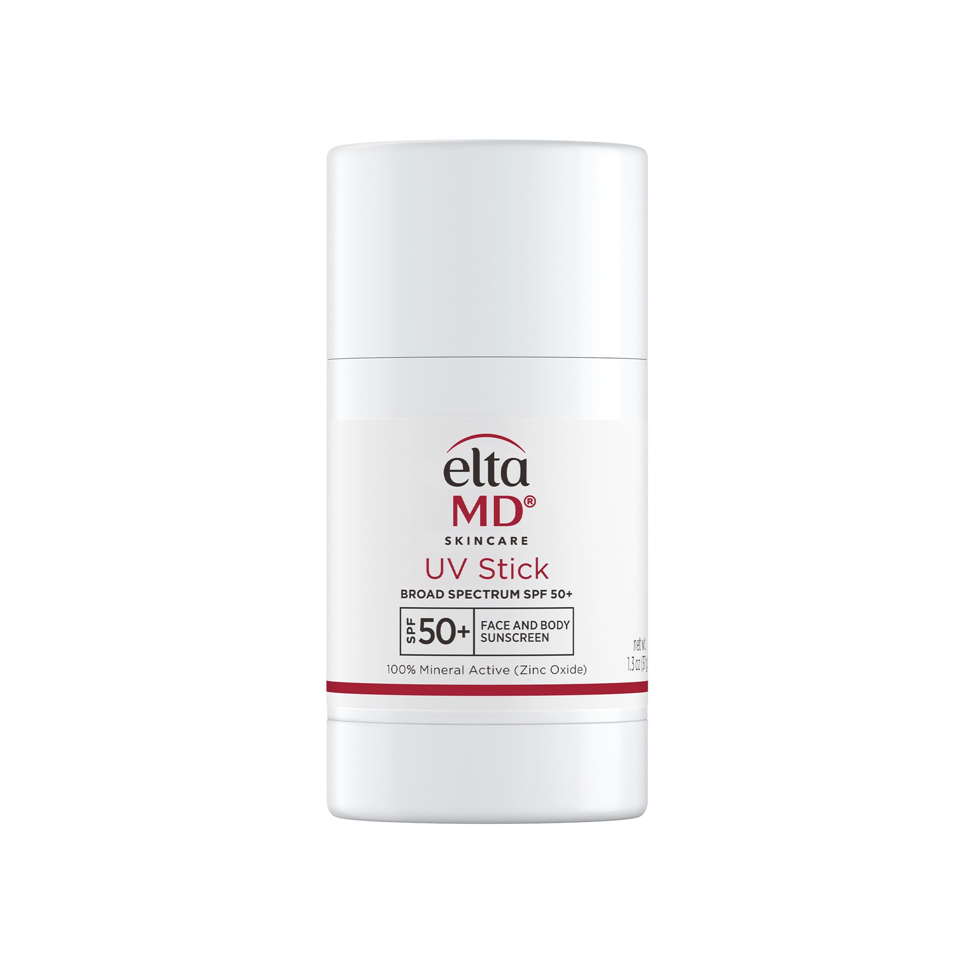 EltaMD UV Stick sunscreen on-face application shows mess-free SPF 50+ protection.