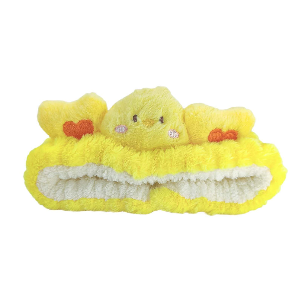 Eluckya Kawaii spa headband yellow duck closeup for makeup and skincare convenience.