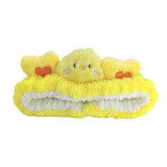 Eluckya Kawaii spa headband yellow duck closeup for makeup and skincare convenience.