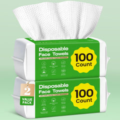 Elvira 200 Count two-pack packshot showing eco-friendly disposable face towels for gentle cleansing.