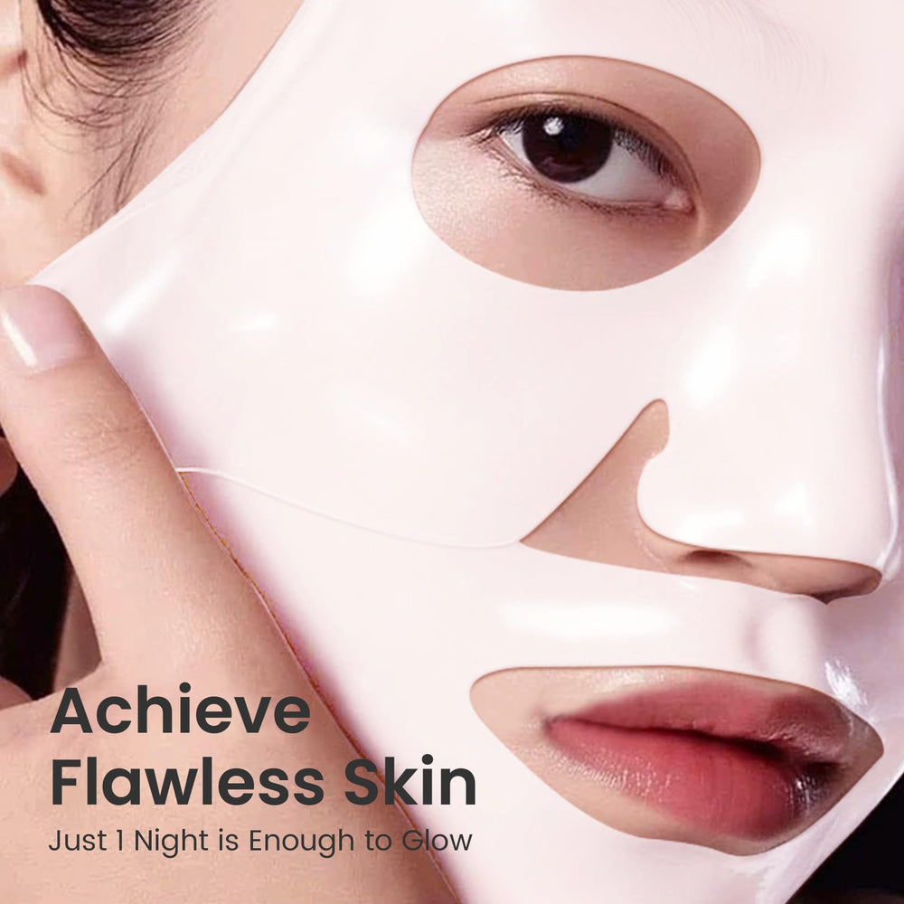 Elvira Bio-Collagen Real Deep Mask application on face shows snug fit for even hydration