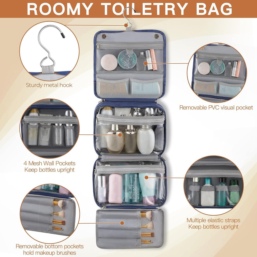 Elviros hanging toiletry bag drawstring bag included for extra storage and organization