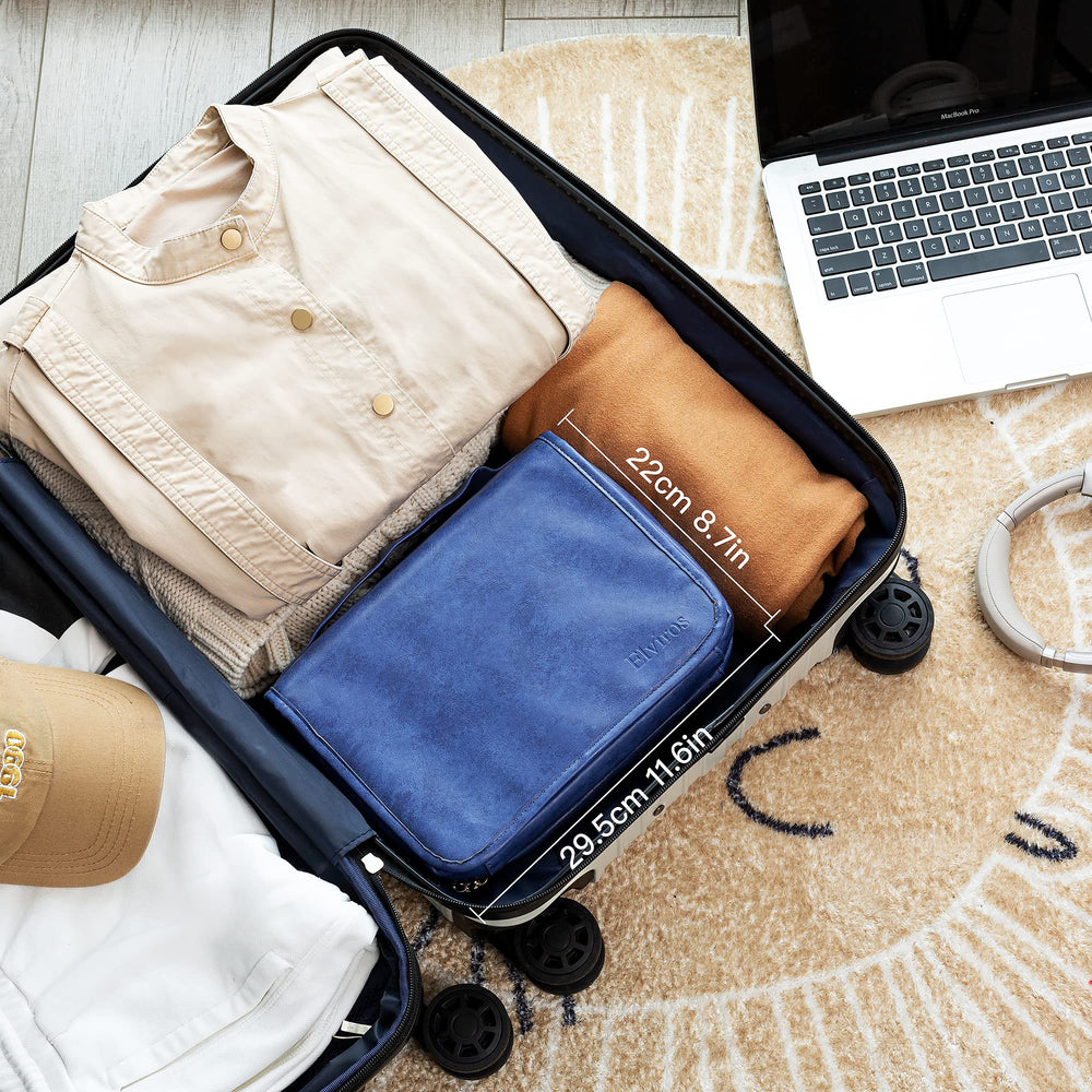 Elviros hanging toiletry bag travel kit in action during overnight trip