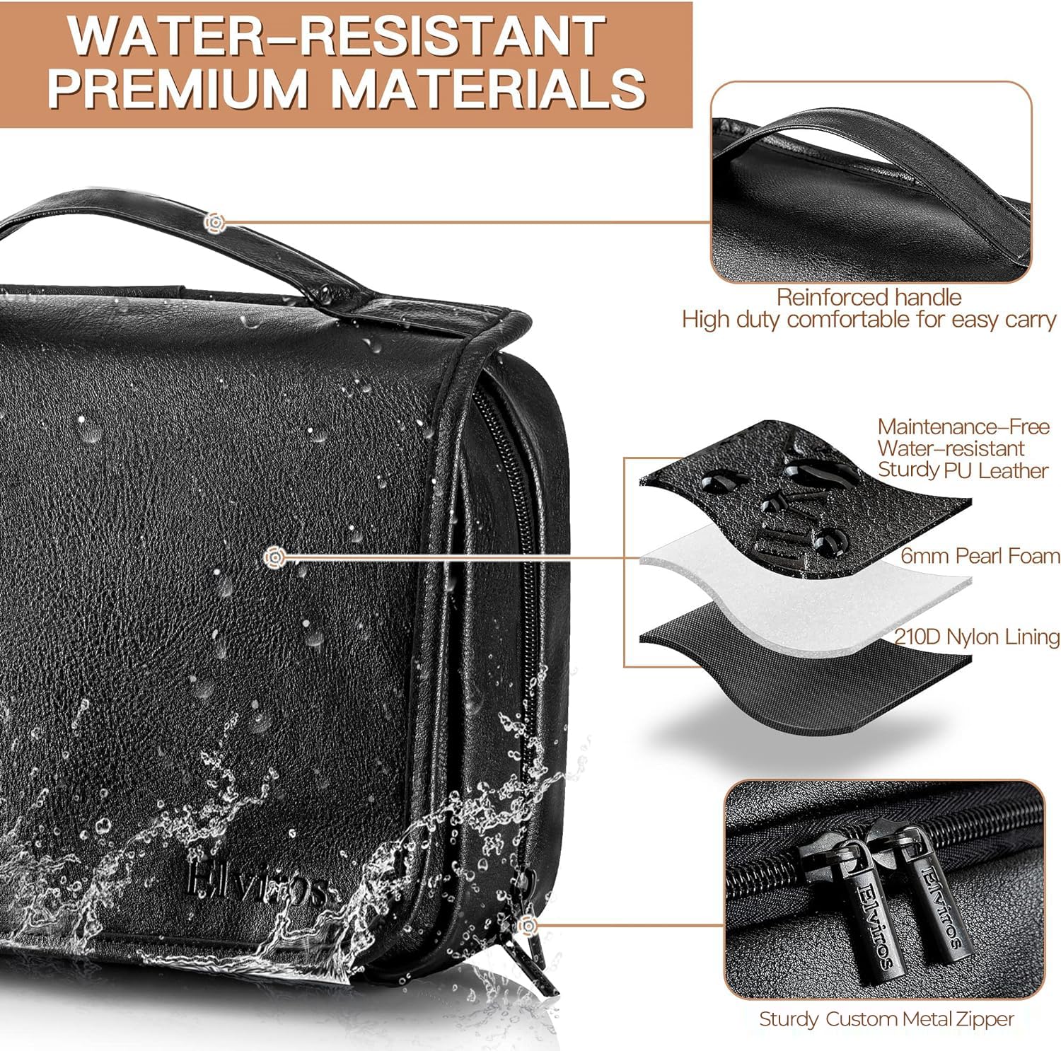 Elviros PVC compartments transparent view lets you see essentials at a glance.