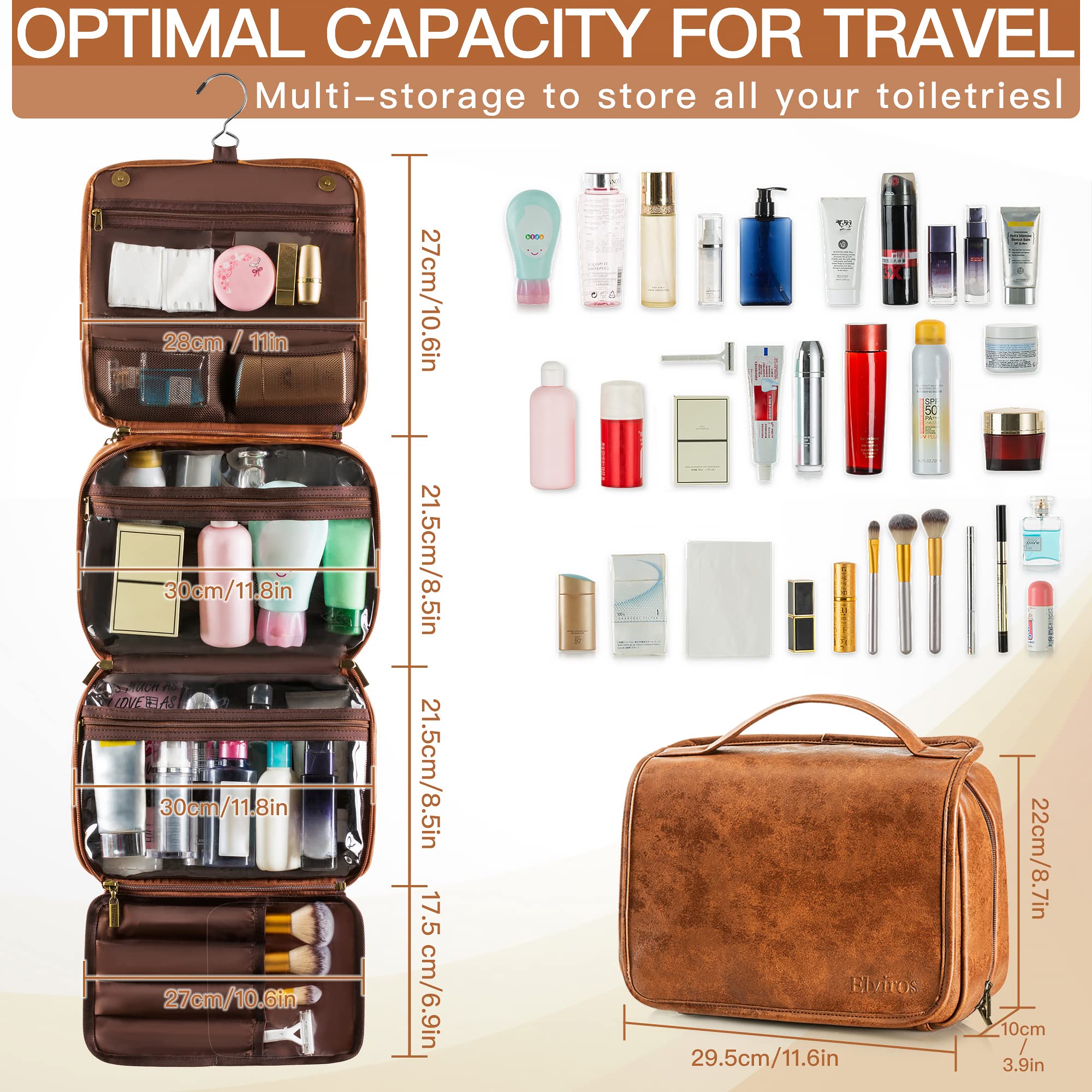 Elviros PVC transparent compartments view items at a glance, reducing spills.