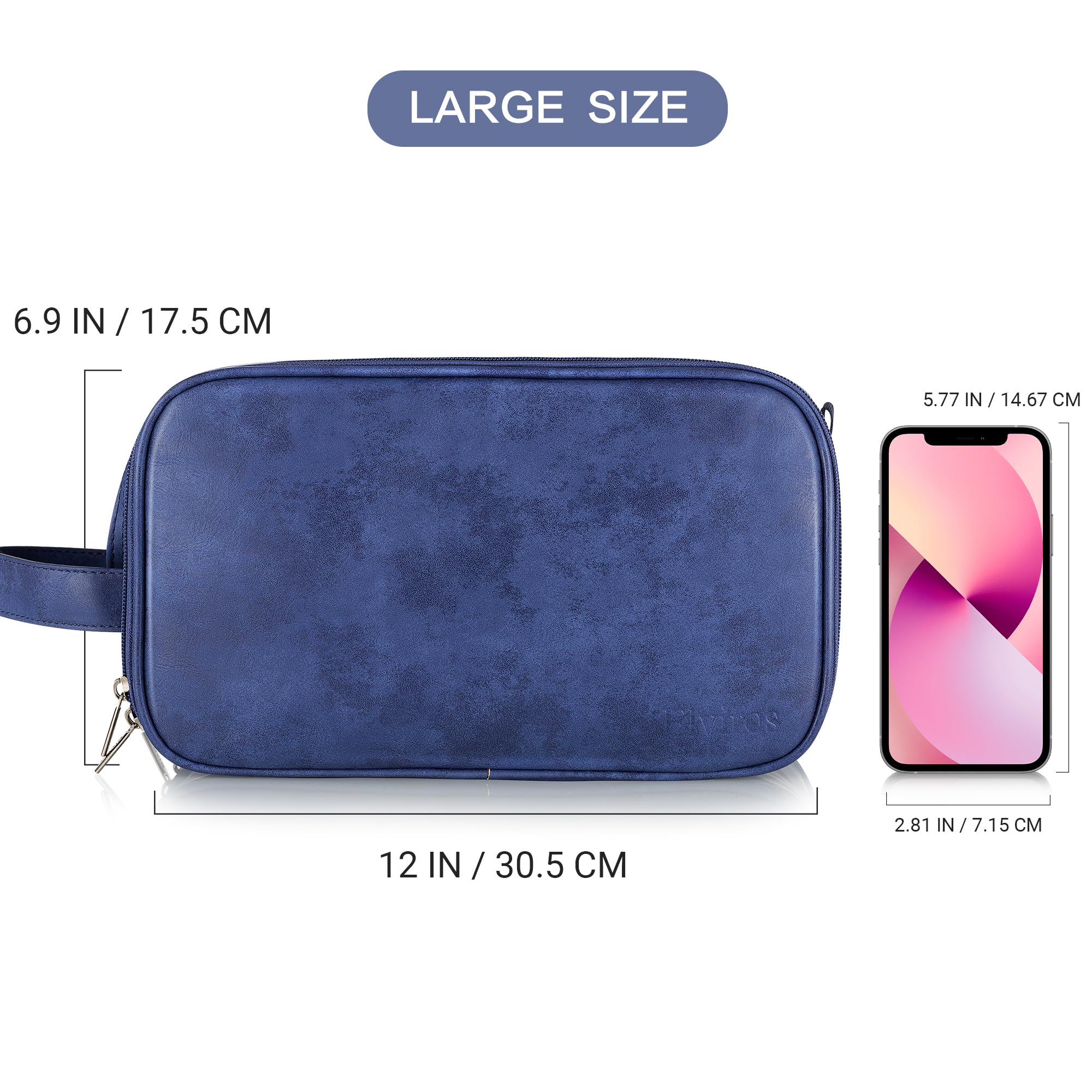 Elviros Toiletry Bag large capacity fits shaving kit, skincare and travel essentials.