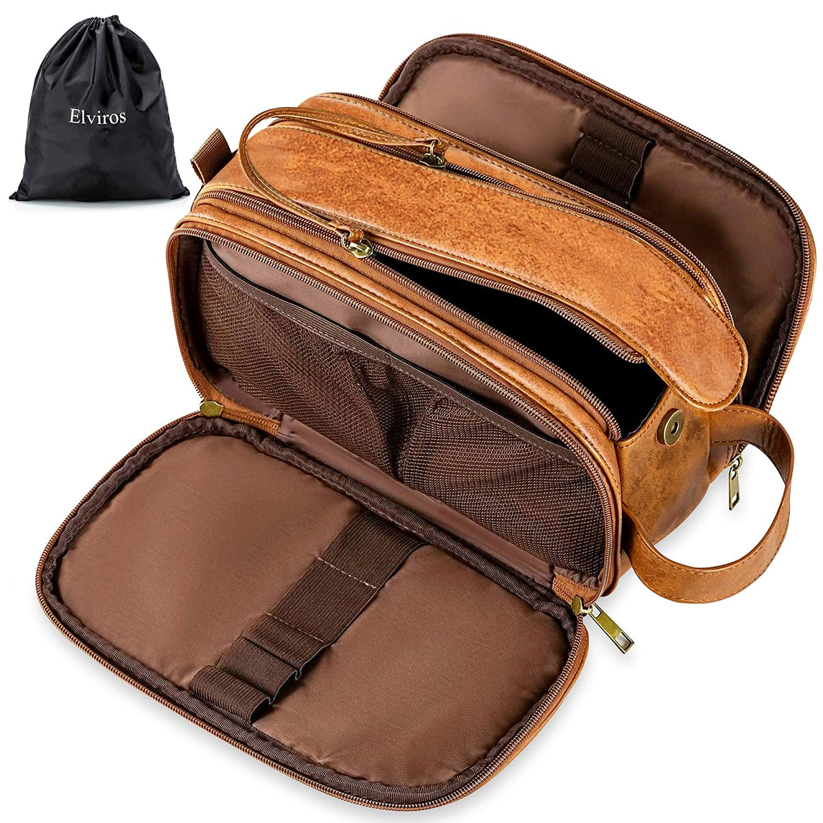 Elviros Toiletry Bag for Men front view showing organized travel storage