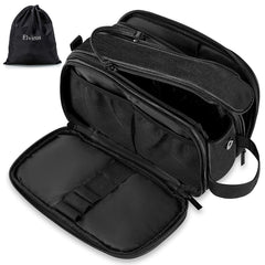Elviros travel toiletry bag wet-separation keeps wet and dry items apart for mess-free packing.