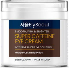 ElySeoul caffeine collagen eye cream bottle showcases silky eye care for brighter-looking eyes